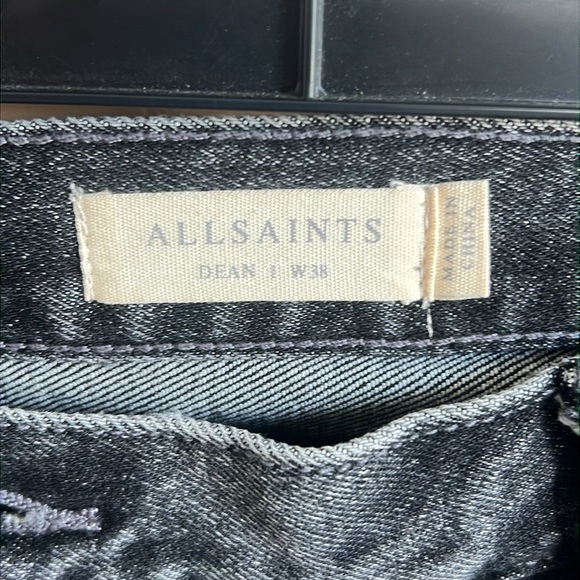 ALLSAINTS Dean Damaged Slim Fit Cropped Jeans in Washed Black Size 38 - Picture 11 of 13